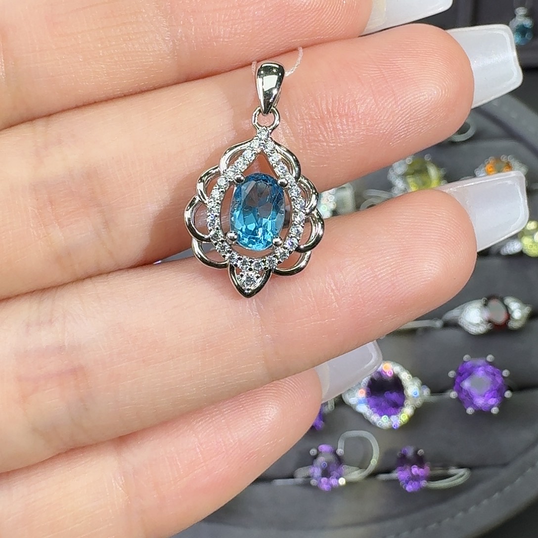 吊坠(不含链)托帕石银S925镶嵌1.0