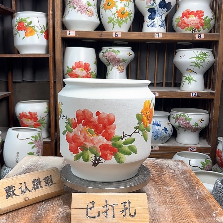 摆件电饭煲红牡丹新款新款陶瓷