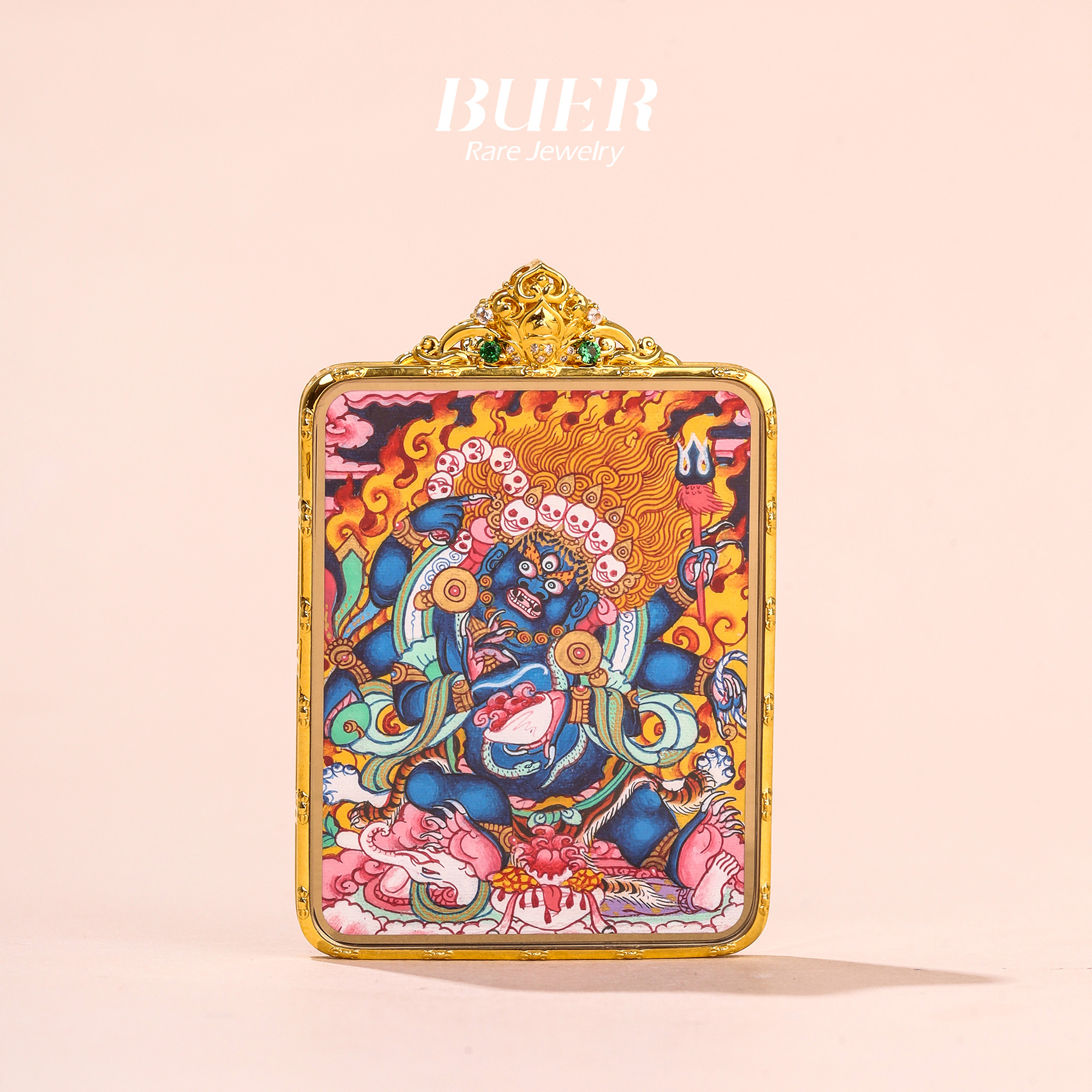 【不二】大师手绘唐卡 • K金大黑天吊坠