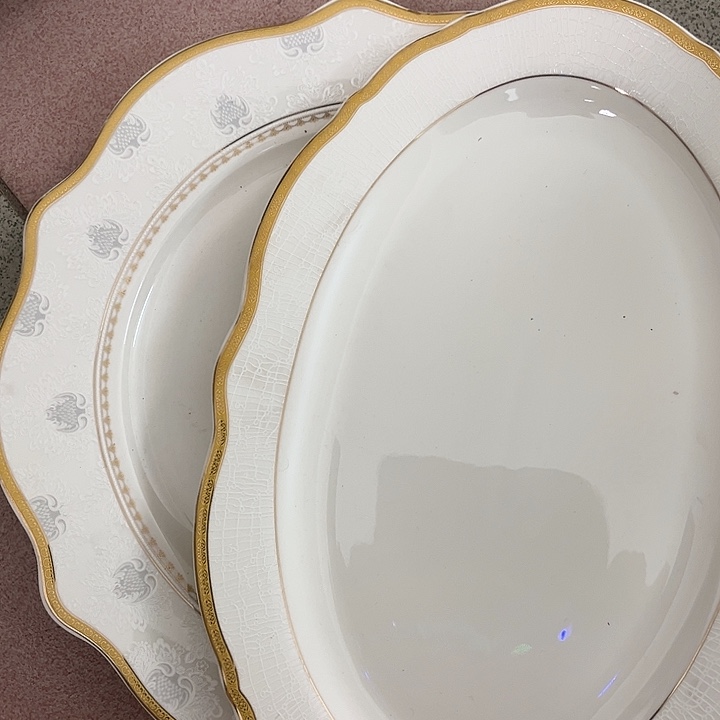 好***满新骨瓷12寸鱼10.5寸平盘微瑕完美主义者慎拍