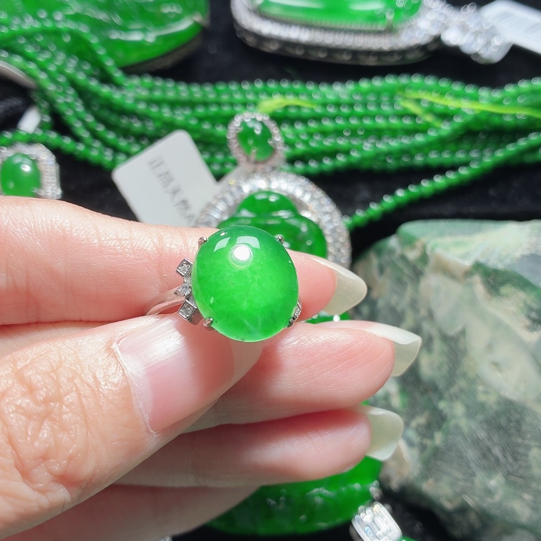翡翠银S925镶嵌戒指