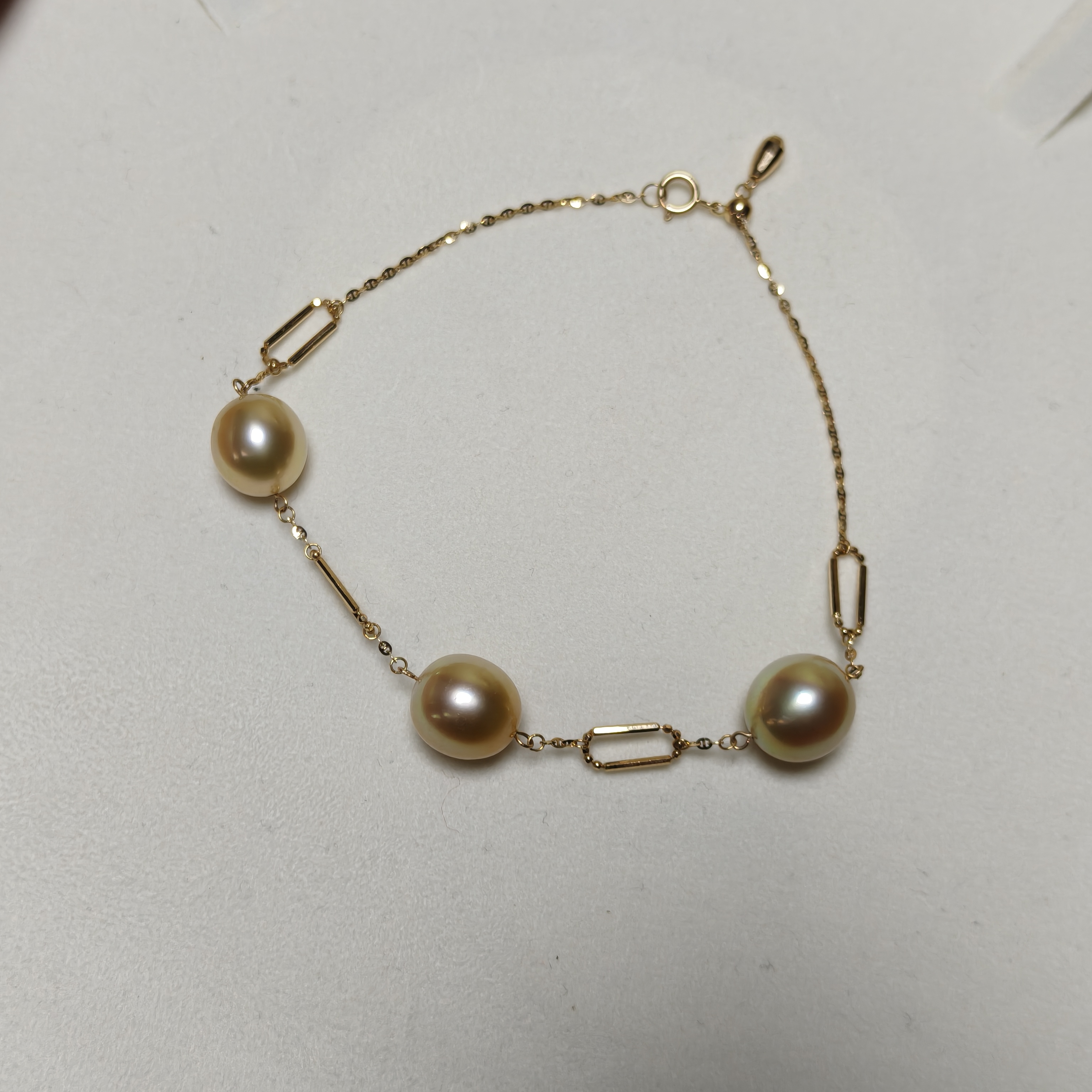 【高定系列】18k厚金 南洋海水金珠三珠手链 