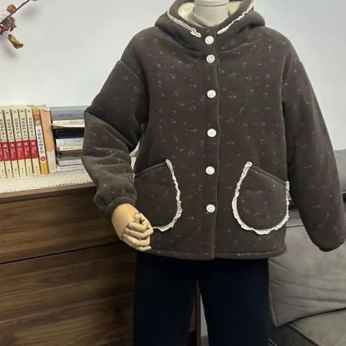 【花色连帽款】三层夹棉加厚冬季可外穿长袖长裤家居服套装