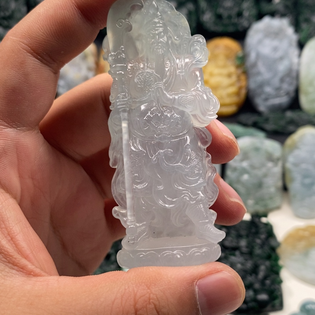 未镶嵌定制翡翠天然翡翠A货关羽冰种