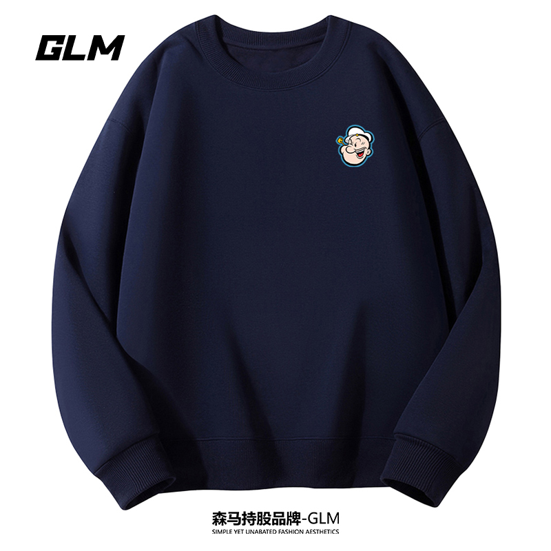 大力水手联名GLM春秋男士卫衣休闲外套宽松情侣大码长袖T恤打底衫