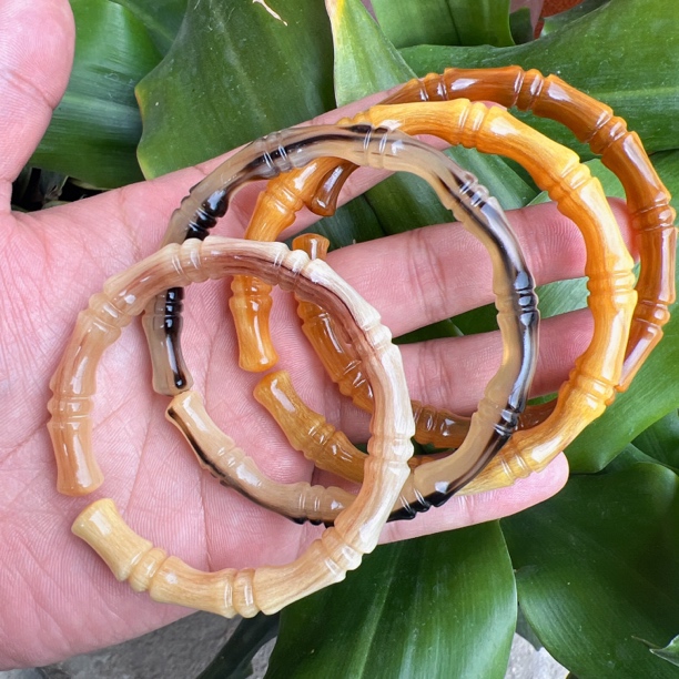 非金属皮质手镯 天然羊角竹节女款手工民族风气质时尚复古百搭