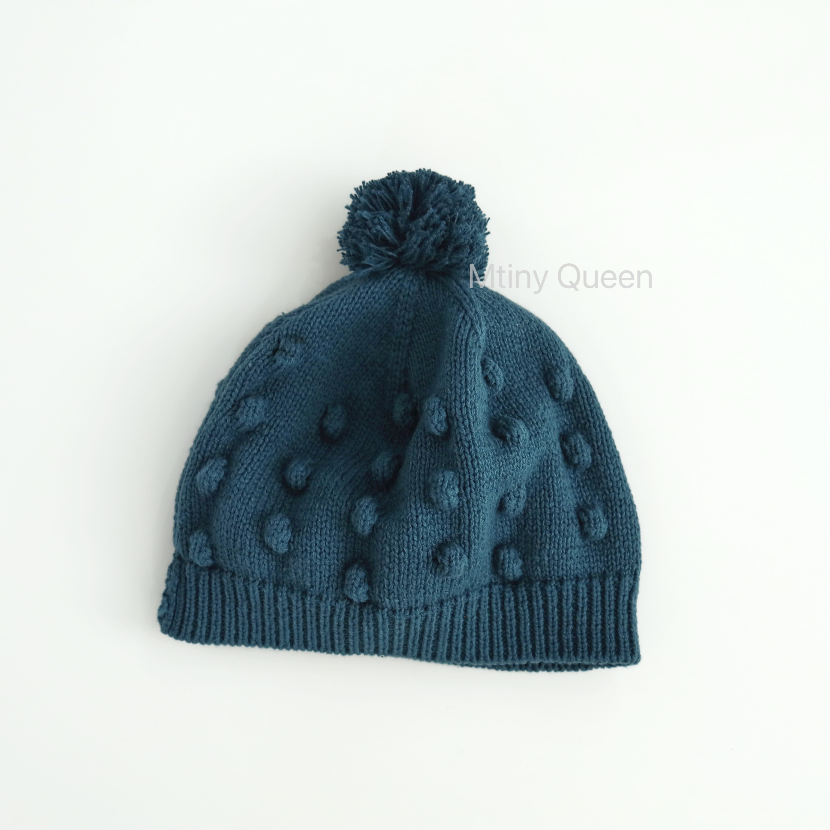 100%棉儿童休闲风护耳球球防风针织毛线秋冬季男女宝护耳帽