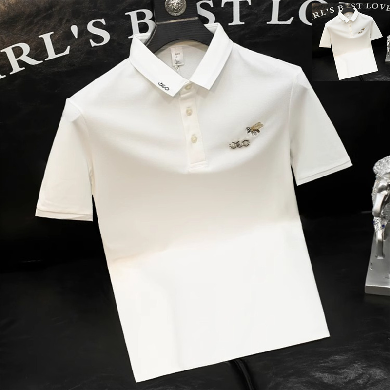 小蜜蜂潮牌刺绣POLO衫男士T恤潮流轻奢翻领青年休闲宽松半袖上衣