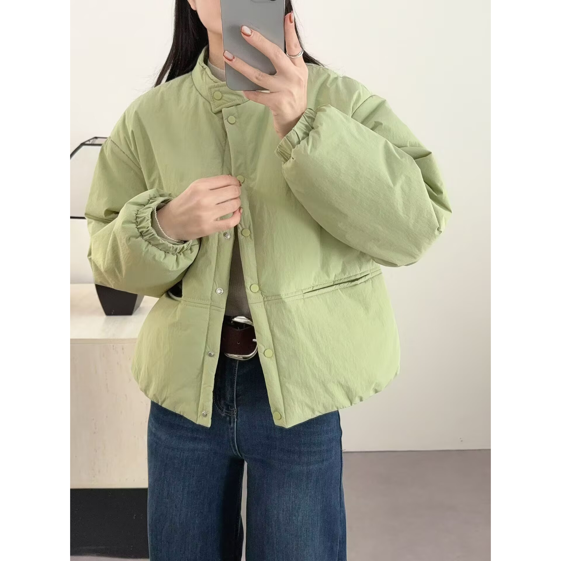 冬季独特超好看立领棉服外套女洋气轻薄棉衣宽松休闲夹棉小棉袄