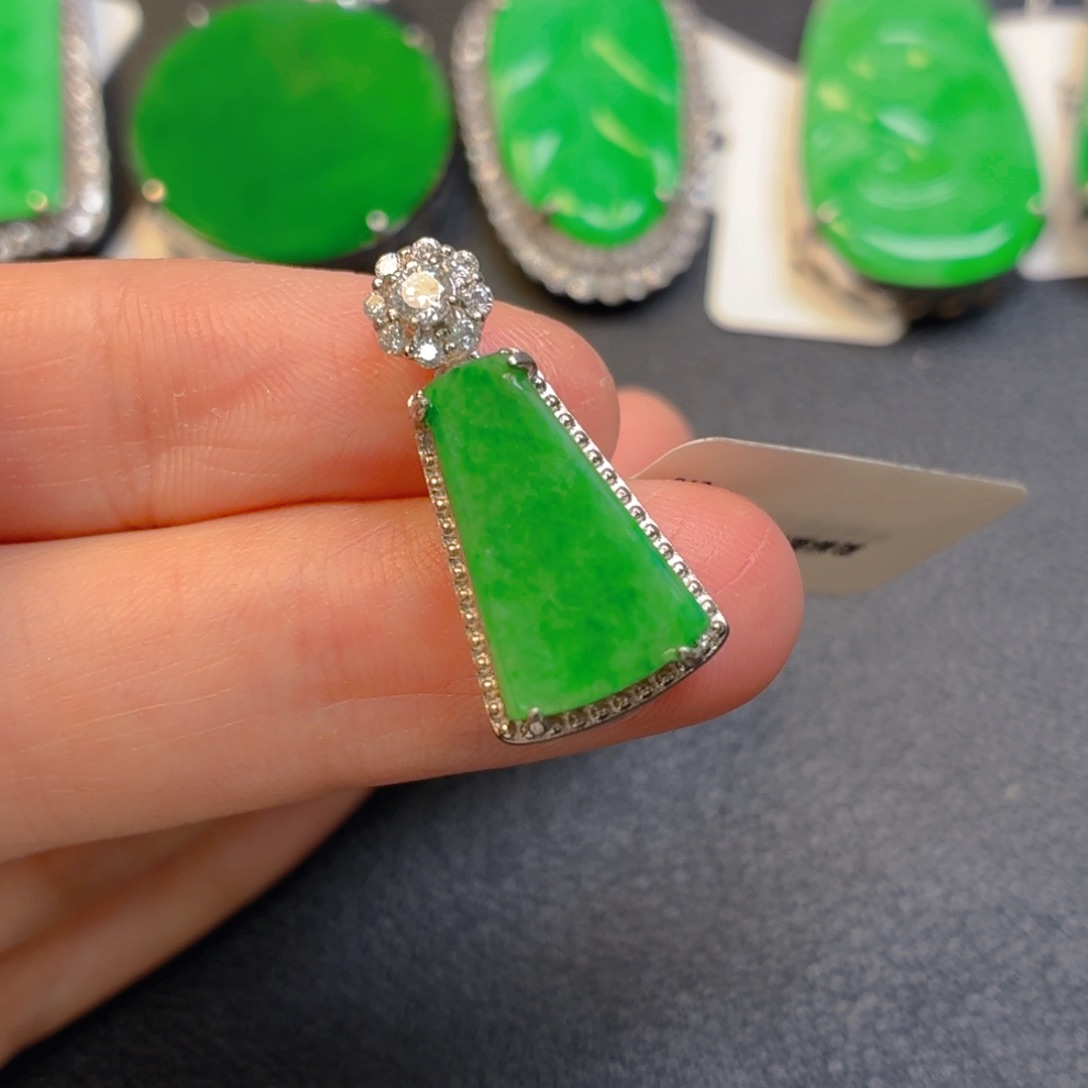 翡翠银S925镶嵌吊坠(不含链)