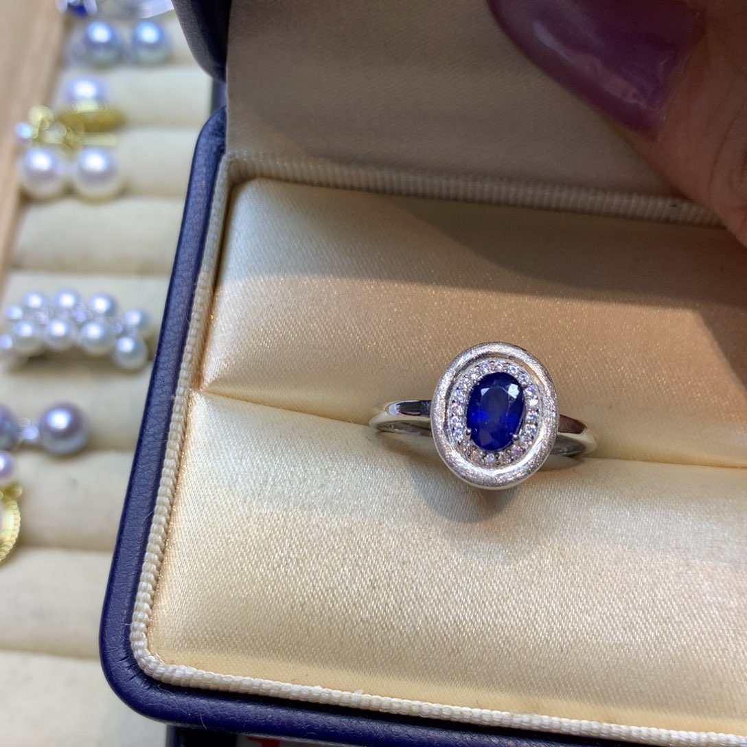 戒指蓝宝石银S925镶嵌