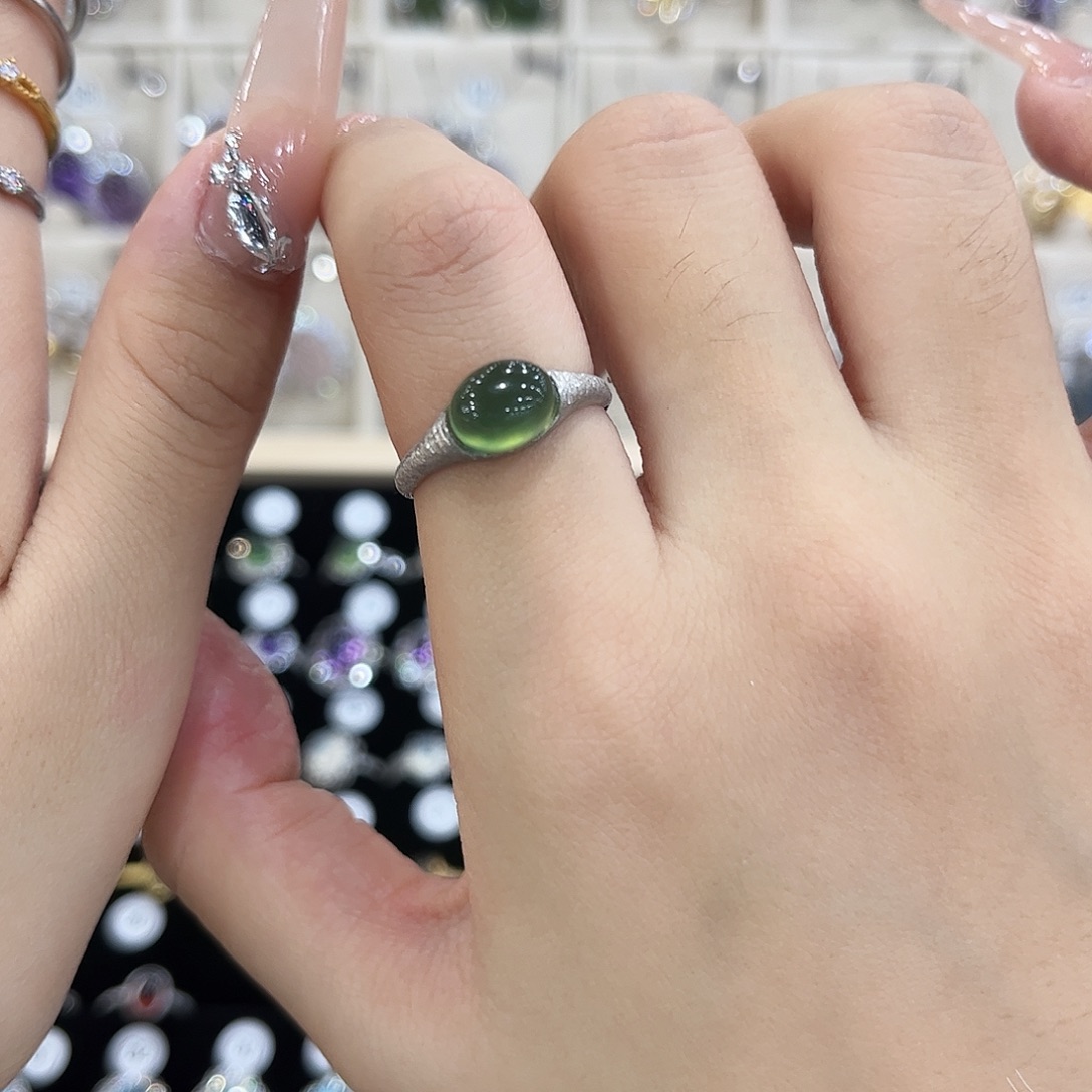 江***.岫玉银S925镶嵌戒指