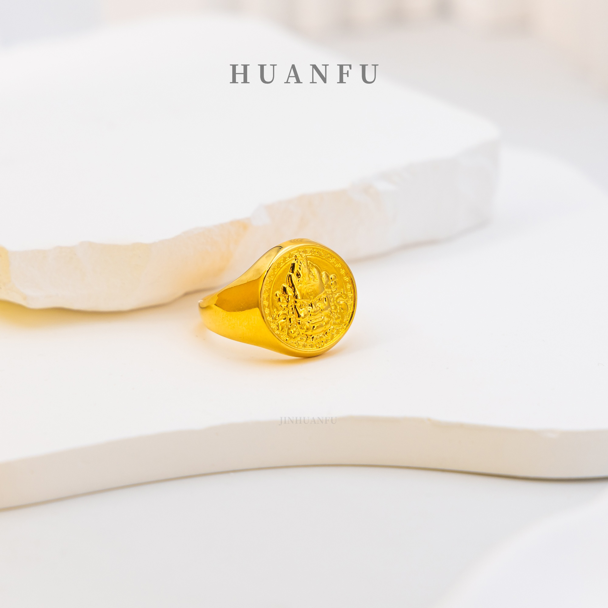 足银戒指 足银戒指 黄财神戒指厚包工艺 简约时尚经典