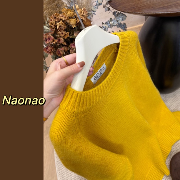 Naonao～韩系圆领彩色款纯色毛衣