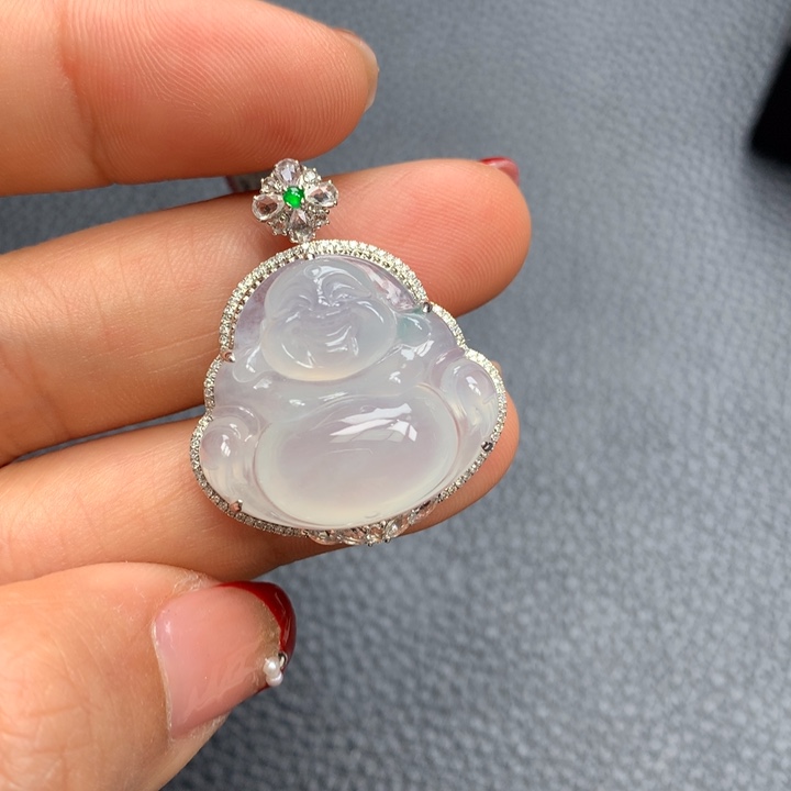 翡翠吊坠(不含链)18K金镶嵌