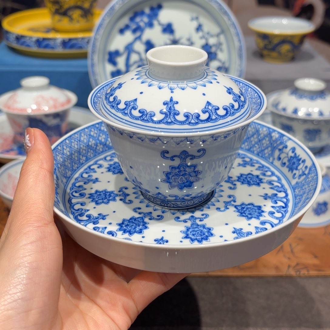 瓷片荷****待手工手绘陶瓷茶具