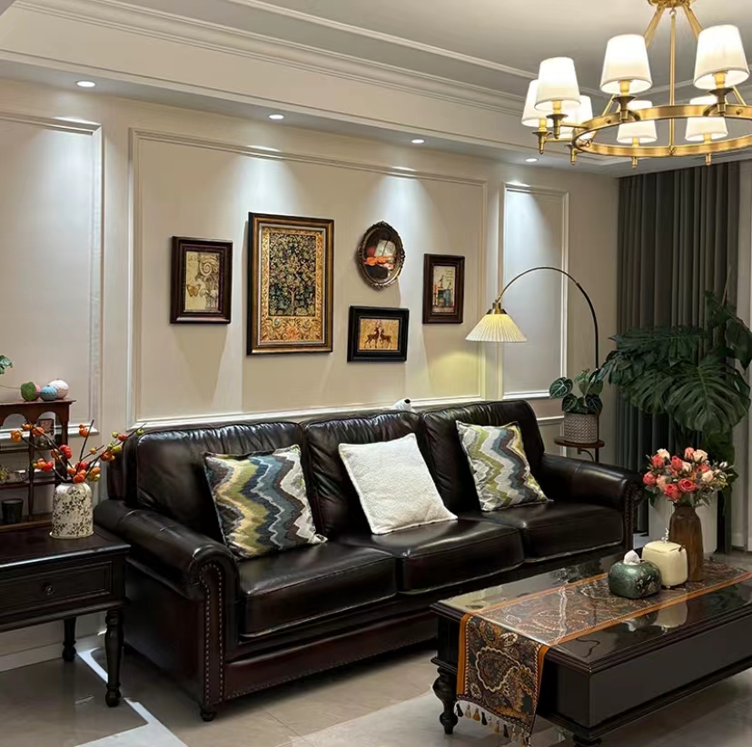 复古油画客厅装饰画五联