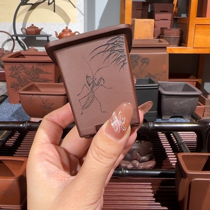 石***头紫砂花盆全手工制作