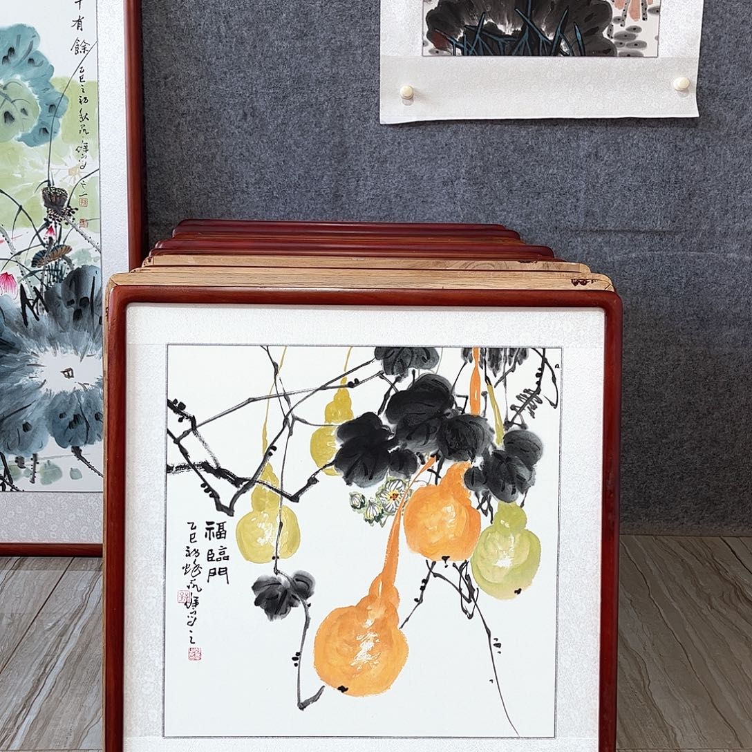 国画书画作品带框63×63