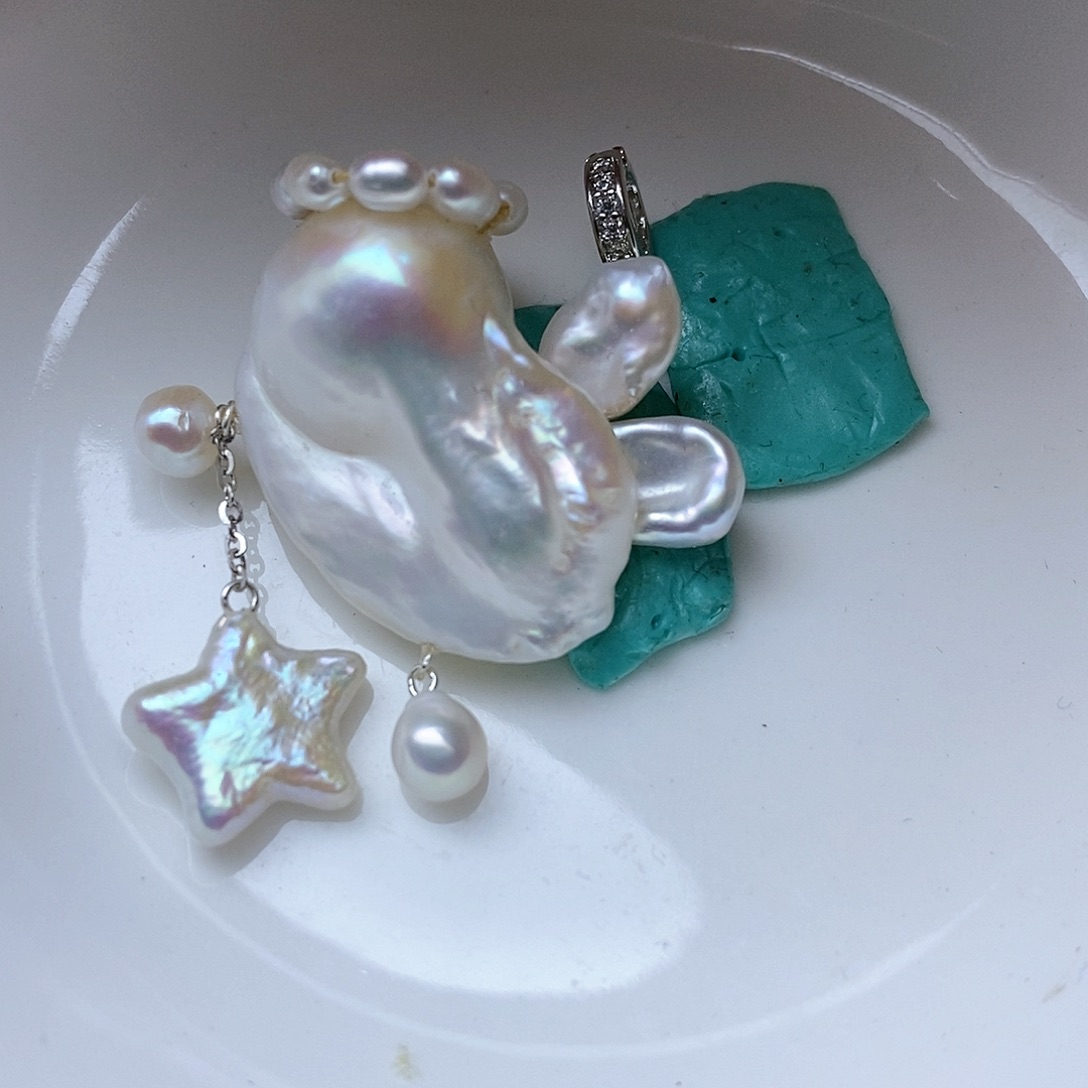 淡水珍珠吊坠合金格*