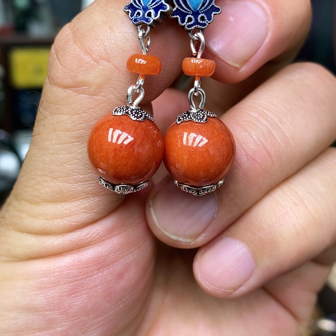 翡翠银S925镶嵌耳饰漂亮美眉