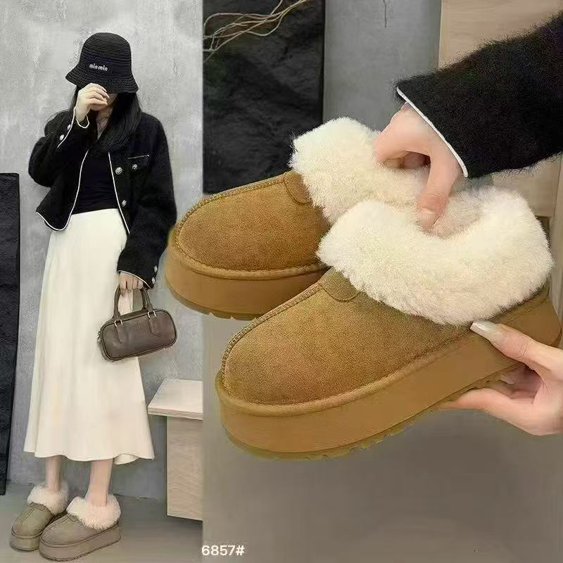 女款中长款雪地靴冬季欧美风保暖时尚雪地靴中跟短筒