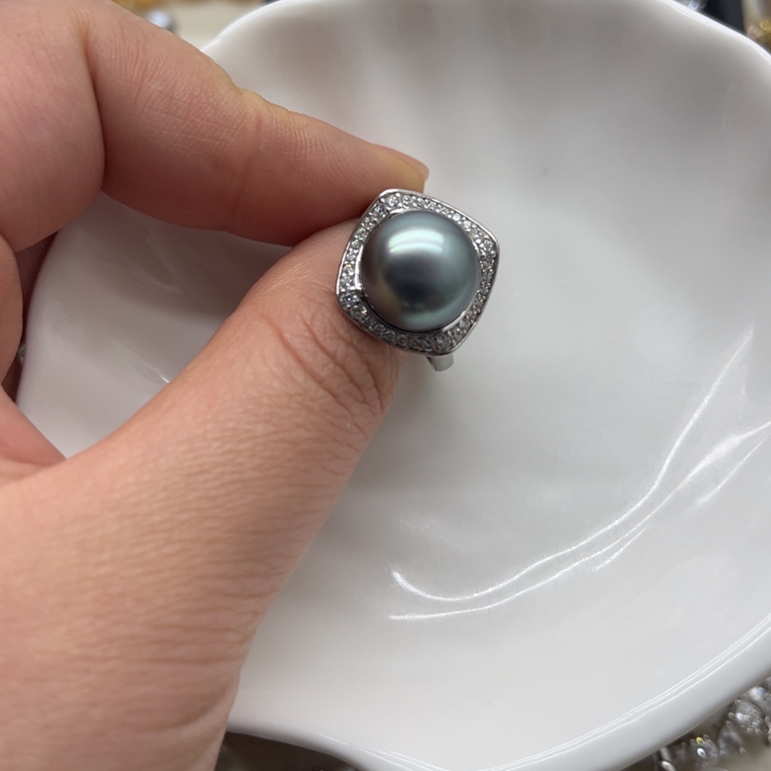 戒指银S925镶嵌海水珍珠
