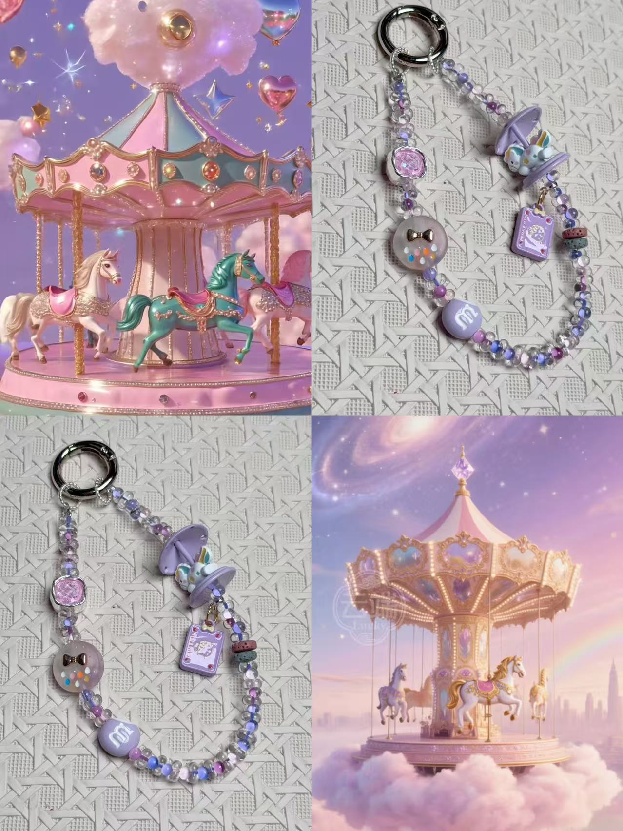 B033【紫色旋转木马】手机挂件