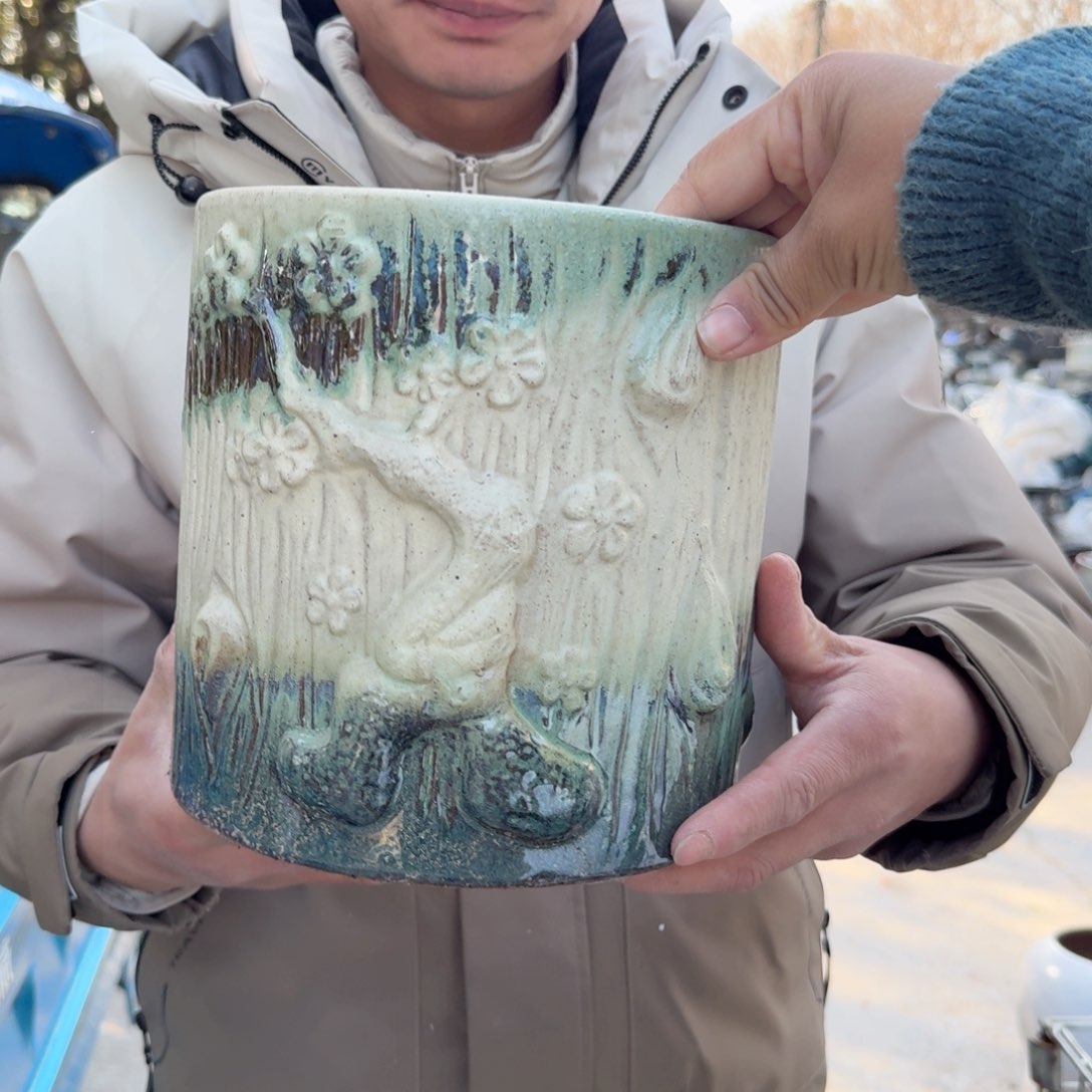 紫砂花盆口20高20（一个树桩绿姹寂