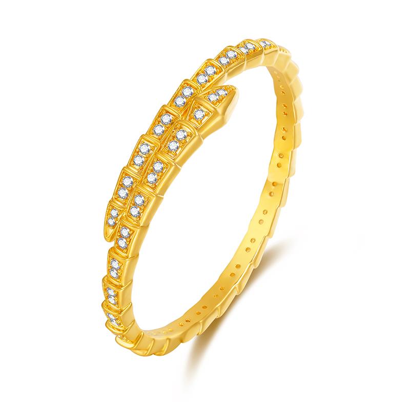 恒宝福【小孺专享】足金999镶嵌灵蛇手镯