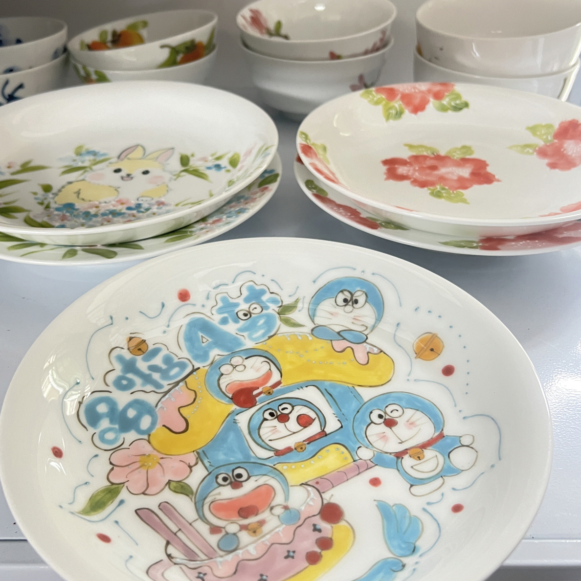 景德镇纯手工手绘釉下5寸花口碗
