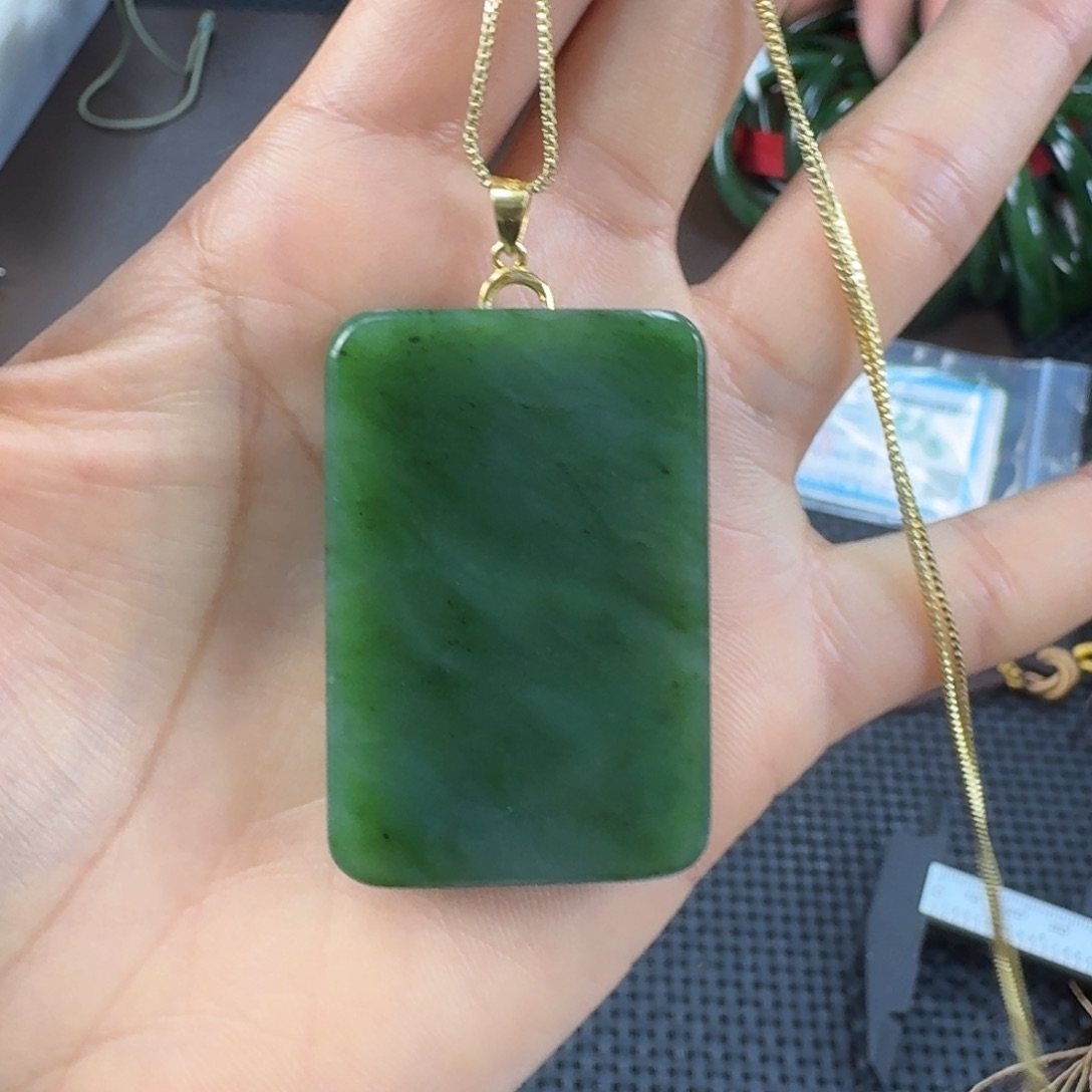 颈饰银S925镶嵌和田玉（碧玉）