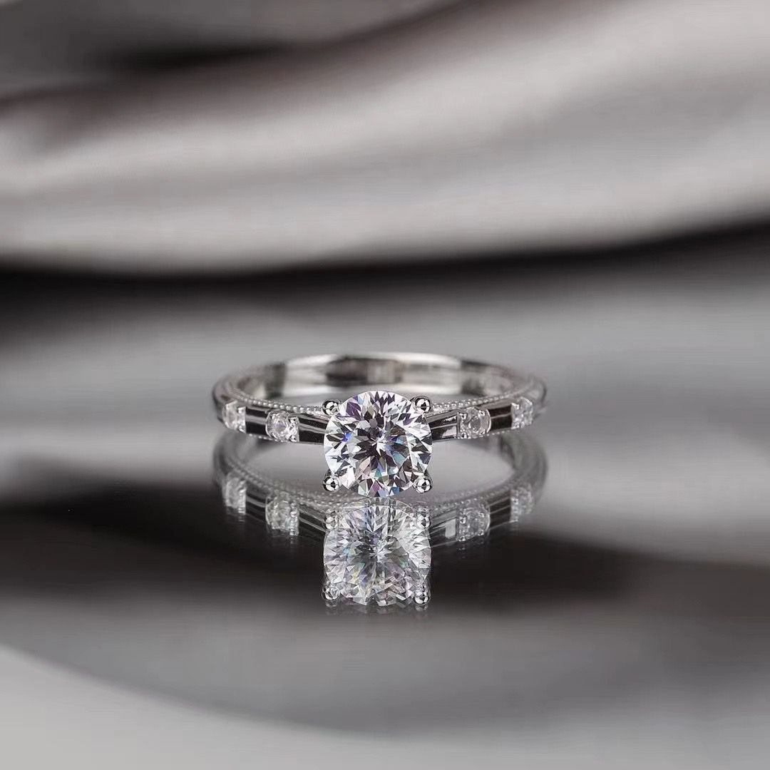 925银莫桑石戒指 （海棠款）女士轻奢莫桑戒