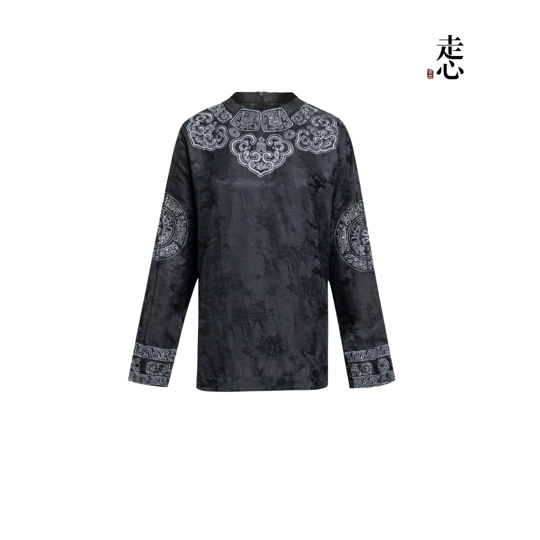 ❤❤【走心非遗】青铜如意纹苗绣套头衫24ZWF66