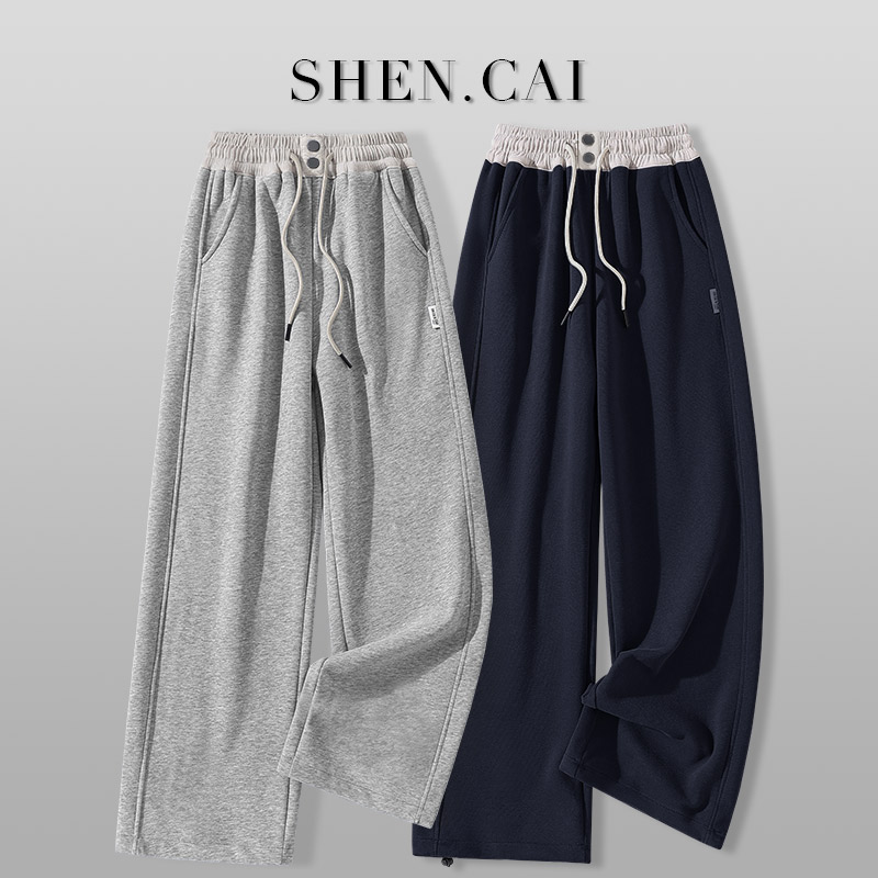 女大童裤子秋装洋气初高中学生休闲加绒直筒裤秋冬中大童阔腿长裤