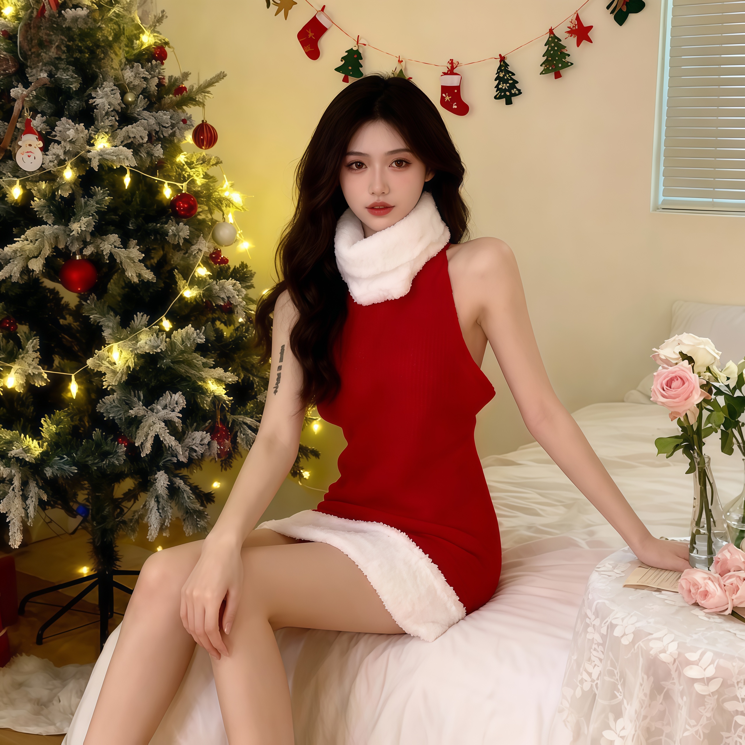【圣诞战袍】性感纯欲cos火辣修身高腰显瘦露背甜美浪漫派对网红款