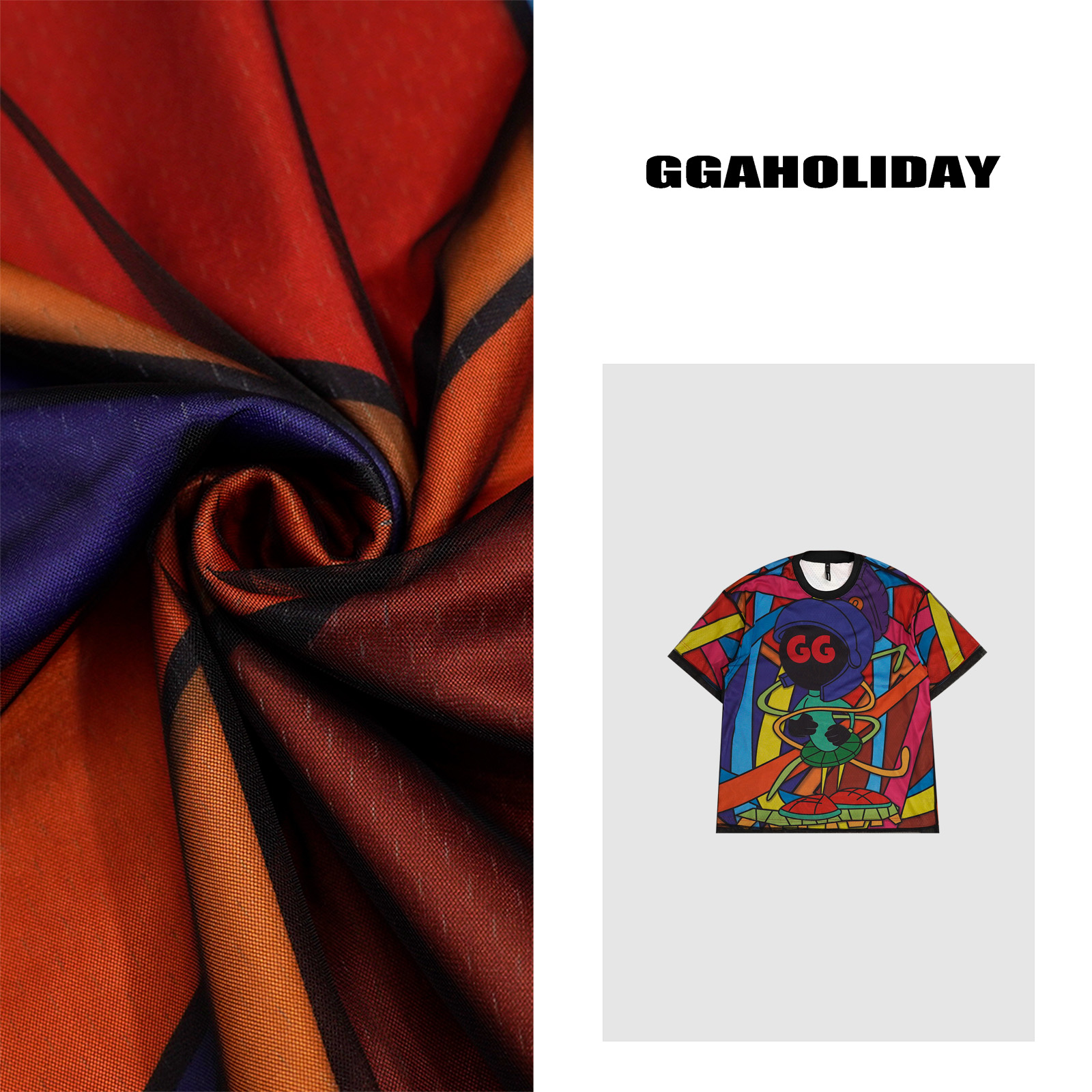 【上新】GGAHOLIDAY美式街头设计透气休闲”勇士“印花短袖T恤-152226