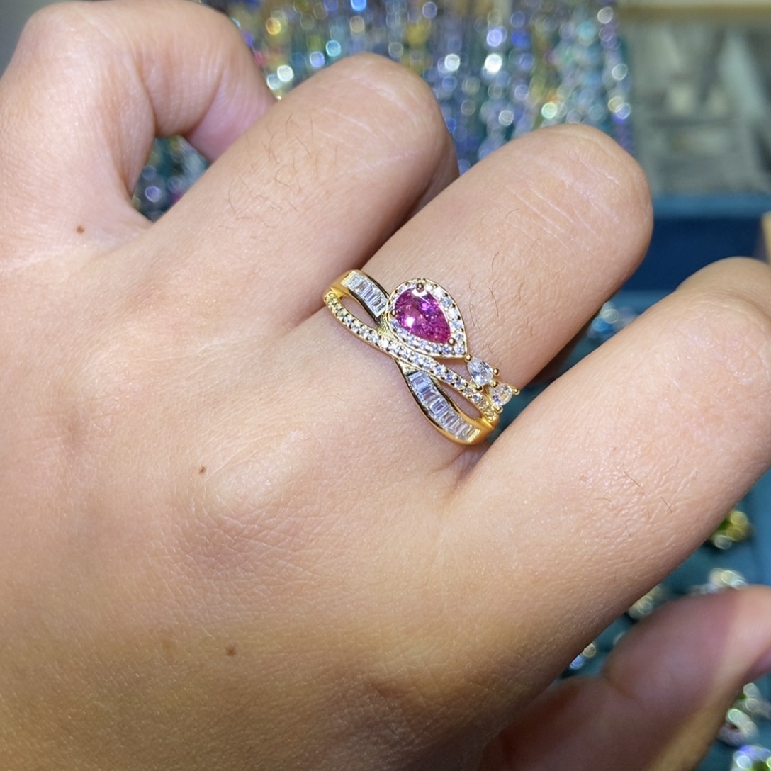 戒指银S925镶嵌碧玺