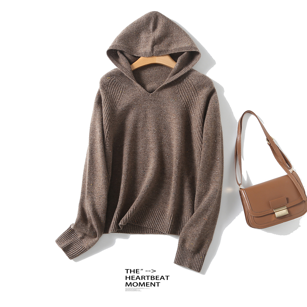 毛衣针织连帽遮肉极简绵羊毛针织衫打底上衣 盛二  LB-BN891