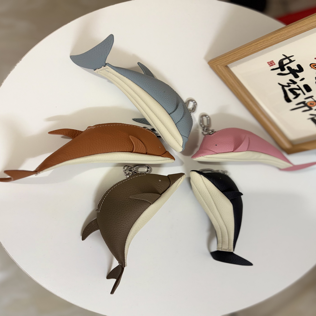 真皮鲸鱼钥匙包鲸鱼零钱包牛皮鲸鱼汽车钥匙扣挂件可爱零钱包创意