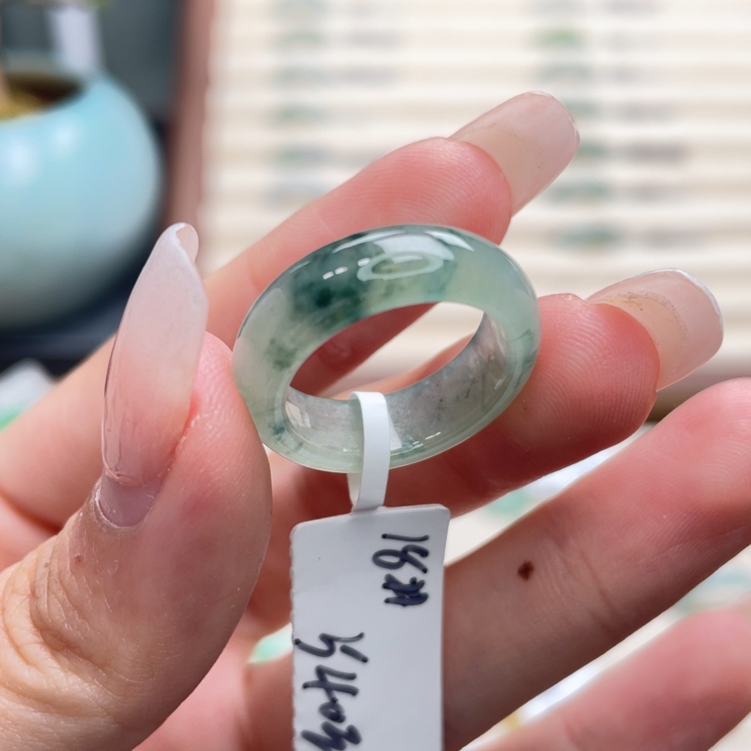 翡翠未镶嵌戒圈a26港圈12冰飘花