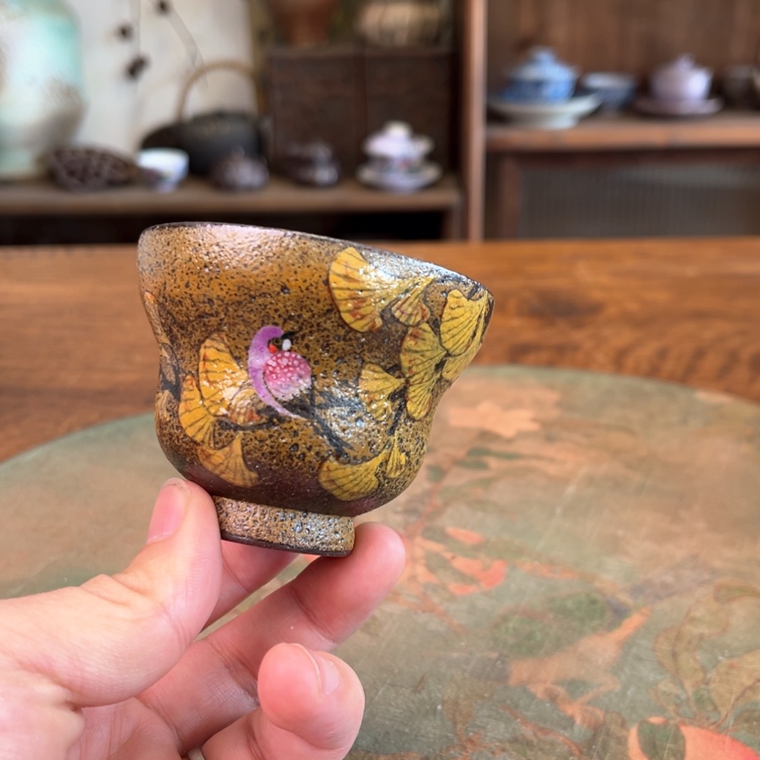 杯柴烧手工手绘陶瓷