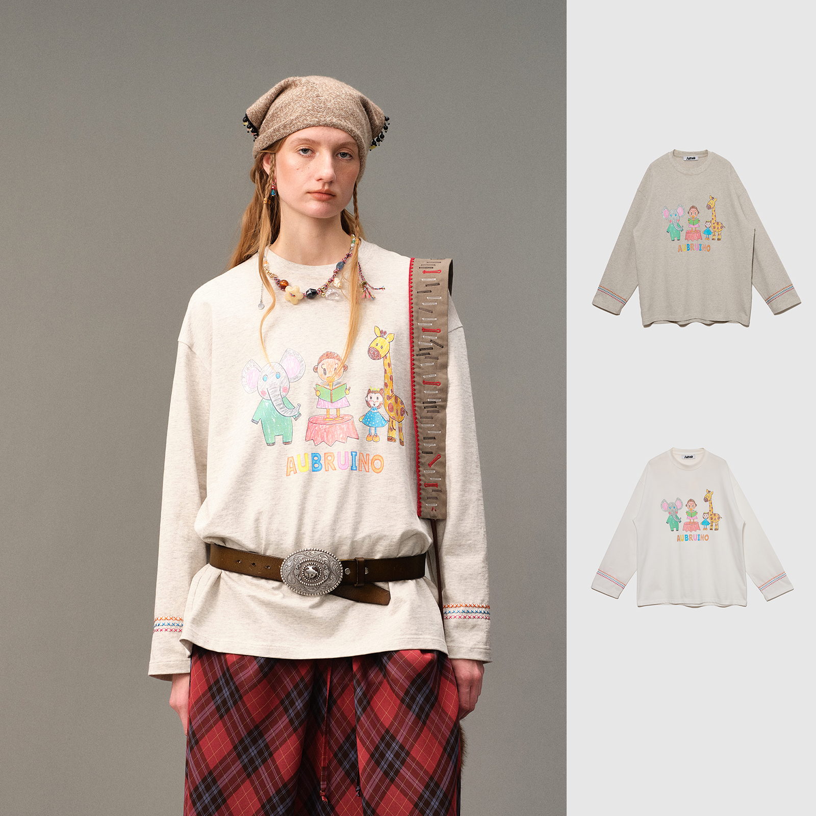 AUBRUINO设计师品牌 刺绣长袖T恤休闲时尚女 DSC买手店 DY5A28033