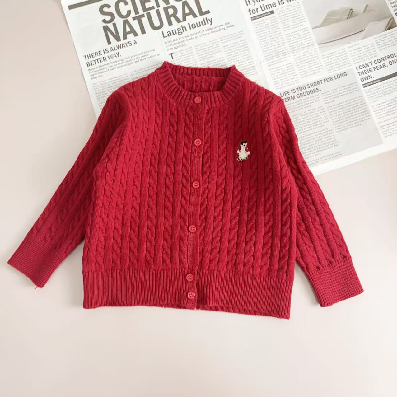 【】DL25014女宝春季新品2026可爱毛衣开衫针织款小童毛衣