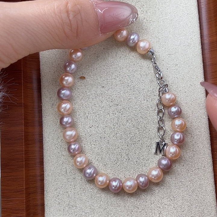 银S925镶嵌淡水珍珠手绳