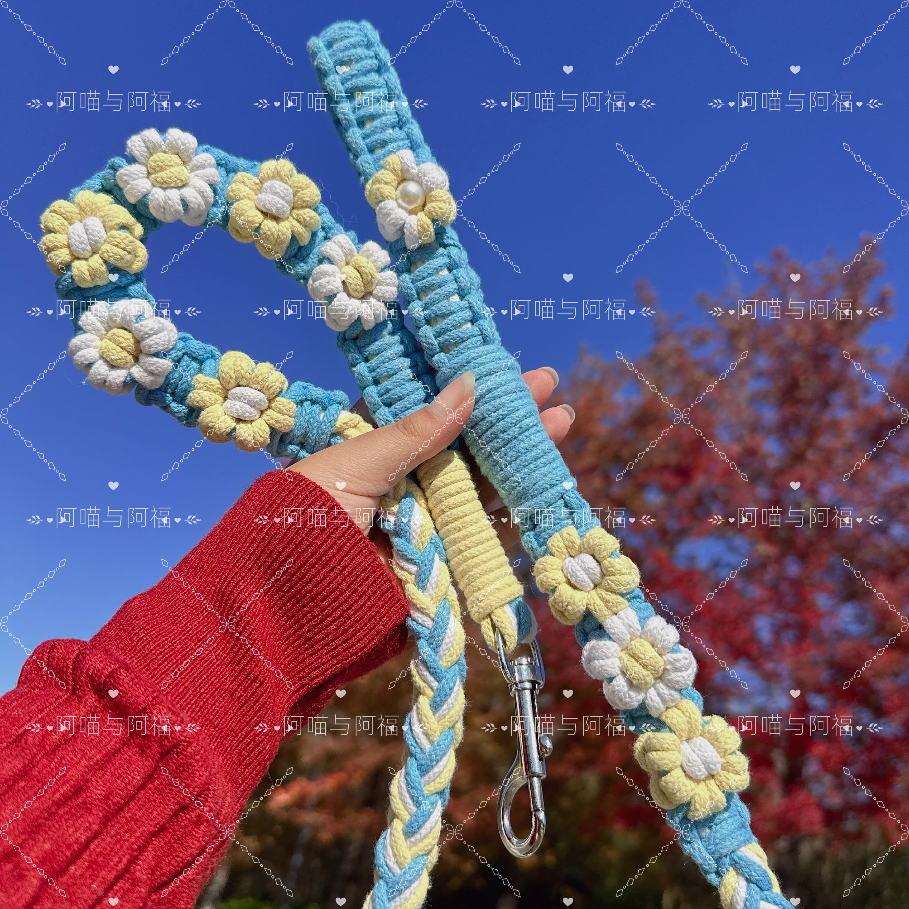 diy材料包手工编织花花宠物牵引绳猫狗通用大中小型犬适用牵引带