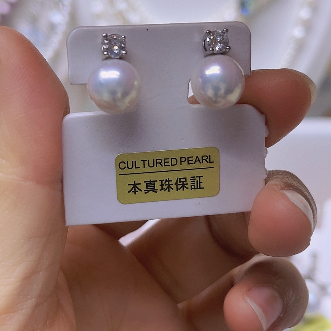 淡水珍珠银S925镶嵌吊坠或者耳钉