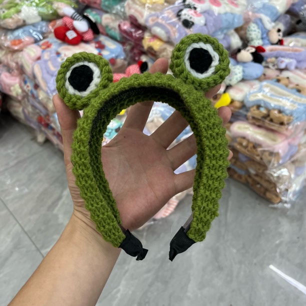 1084-时尚毛绒青蛙发箍