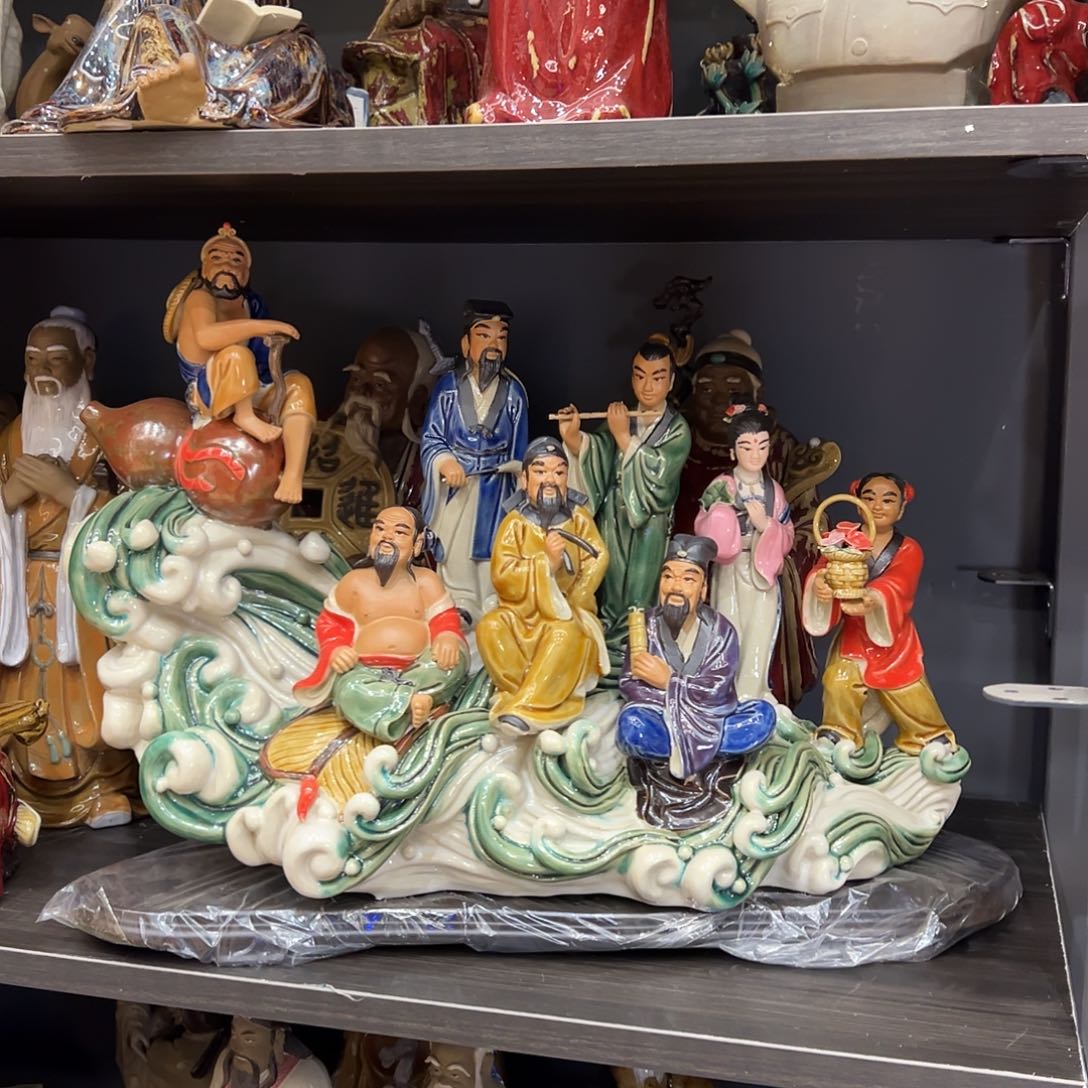 八仙石湾陶艺摆件纯手工制作