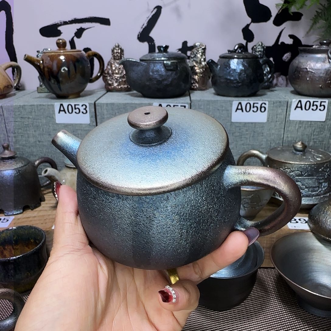 壶有*鱼建水紫陶柴烧壶微瑕